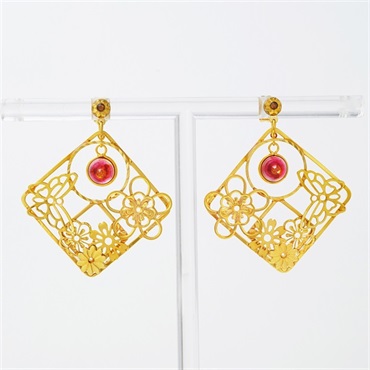 みっちゃんです。フラワーカービングピアス　ダブレットカービング　希少 みっちゃんです。フラワーカービングピアス ダブレット