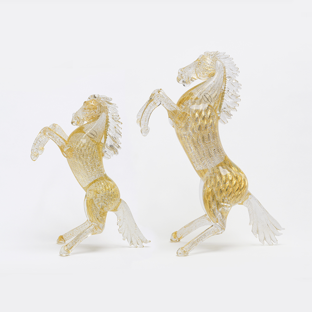 美品】ガラス 馬 彫刻 イタリア 置物 インテリア 工芸品 美術品 A2966